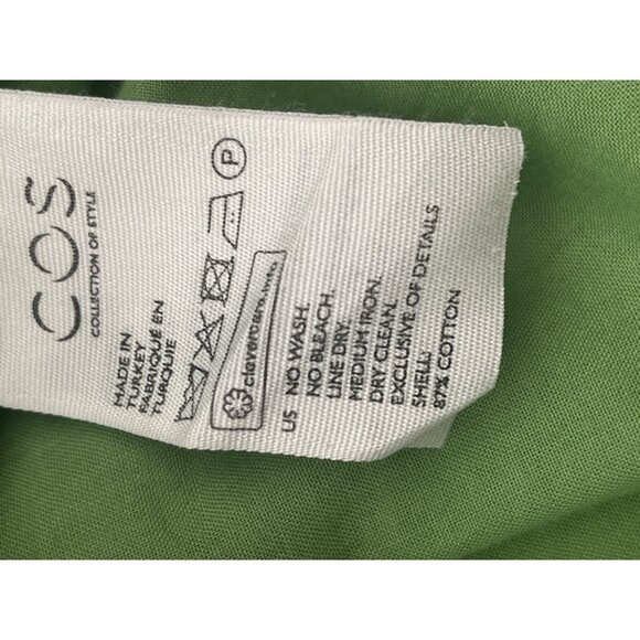 COS Women Green Fit and Flare Silk / Cotton Blend Dress With Pockets Size 2 - Picture 9 of 10